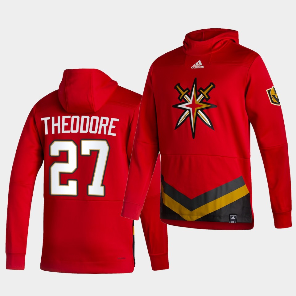Men Vegas Golden Knights #27 Theodore Red NHL 2021 Adidas Pullover Hoodie Jersey->more nhl jerseys->NHL Jersey